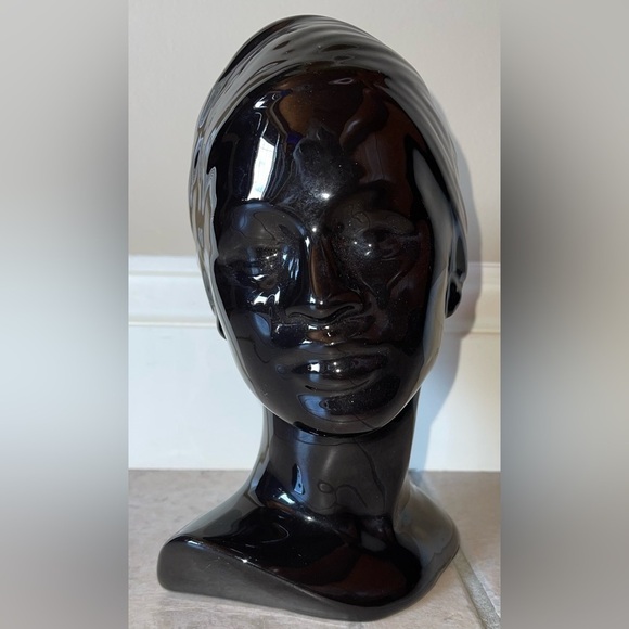 Vintage Retro 1980’s Black Ceramic Head-wrapped Woman - Picture 1 of 7